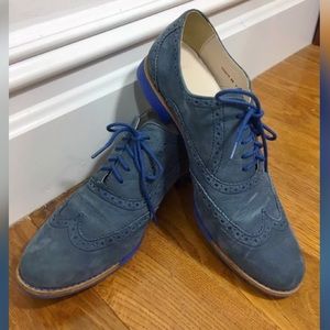 Cole Haan loafers wingtip blue suede